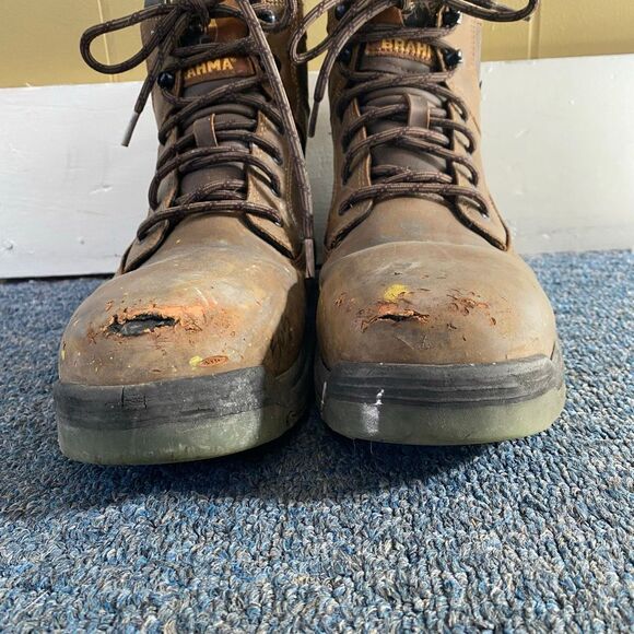 Brahma men 9.5 steel toe tie up lace work boots - Picture 5 of 12